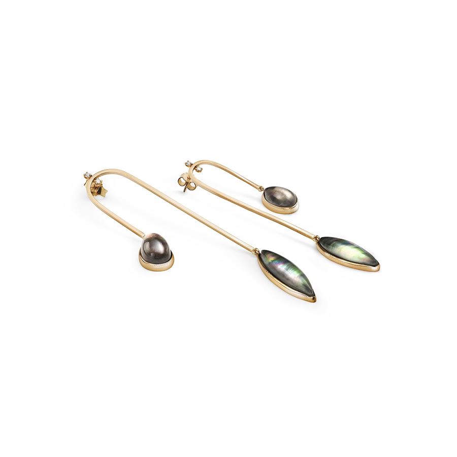 Orecchini amo curvo lungo AURUM | OR AMO CRV LAU9R MOP GRI CT 0,08